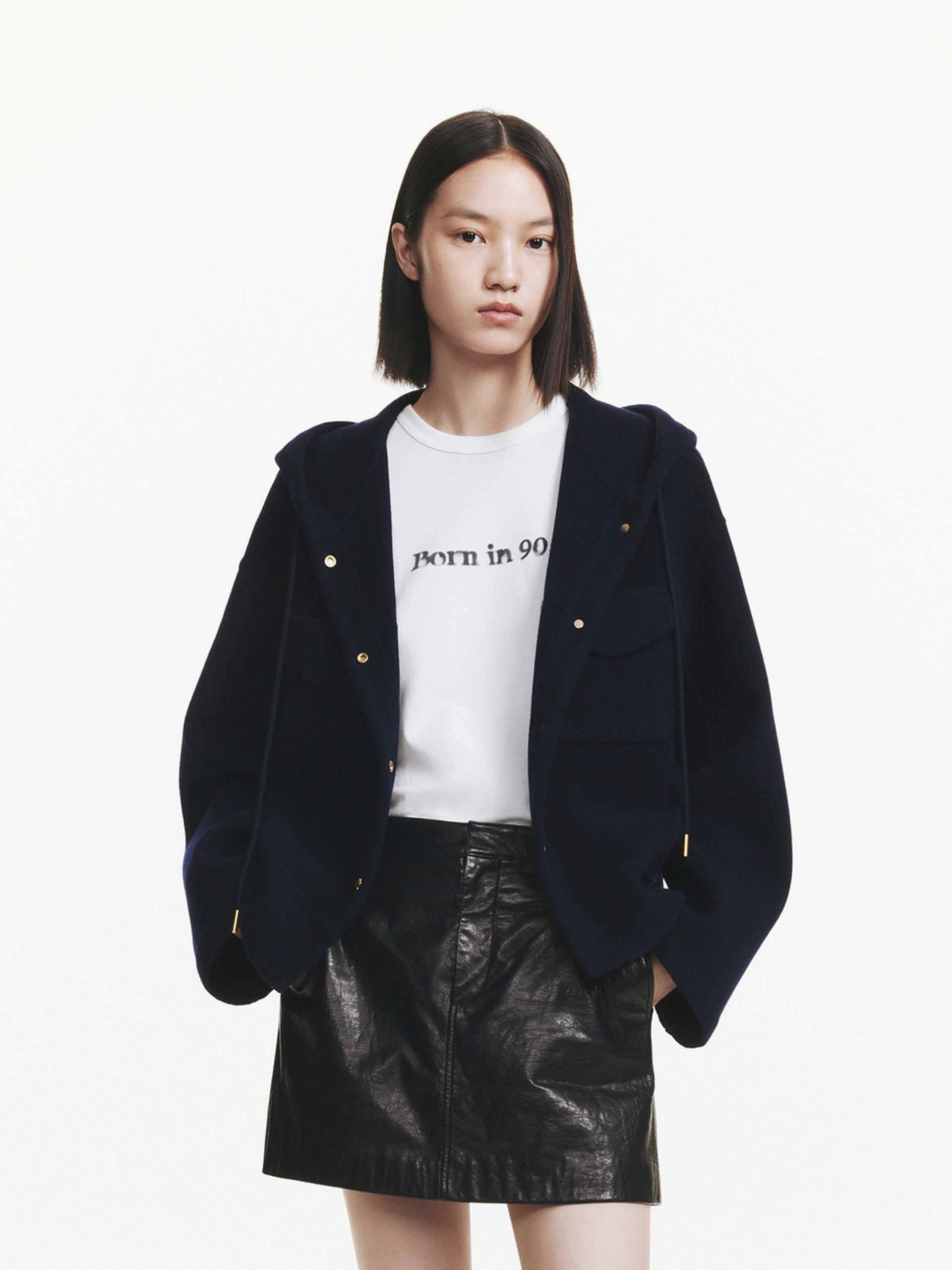 Loose Hooded Wool Coat Transitional Layer