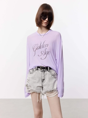 Loose Long Sleeve T-shirt Personalized Rayon blend