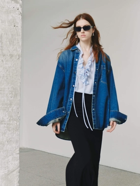 Loose Organic Denim Jacket Neutral Tones
