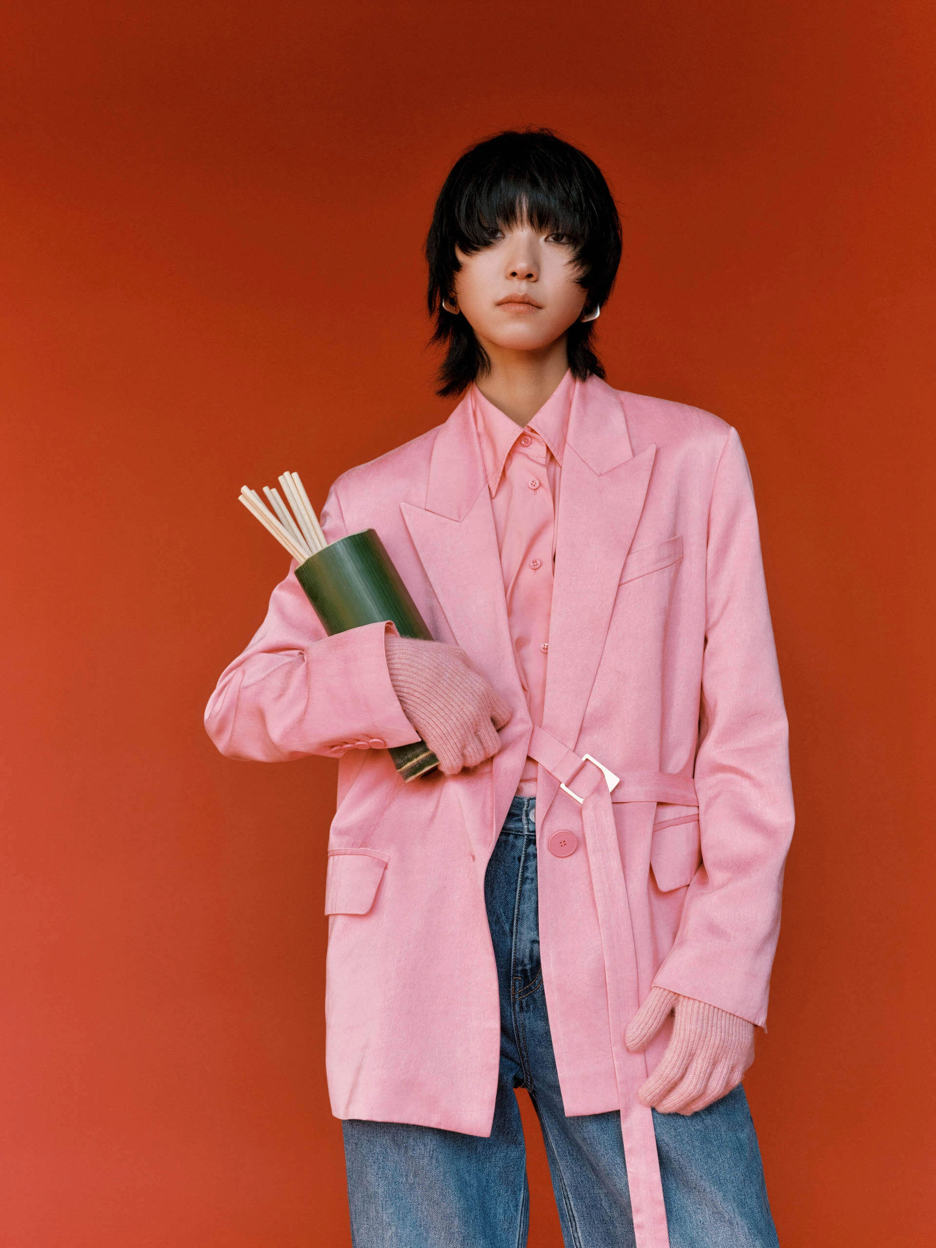 Loose Side Slit Blazer Anti Slip Cuffs Wind Resistant Fabric