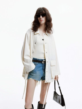 Enhanced Edge Binding PerimeterStructuralBoning Loose Snap Button Jacket