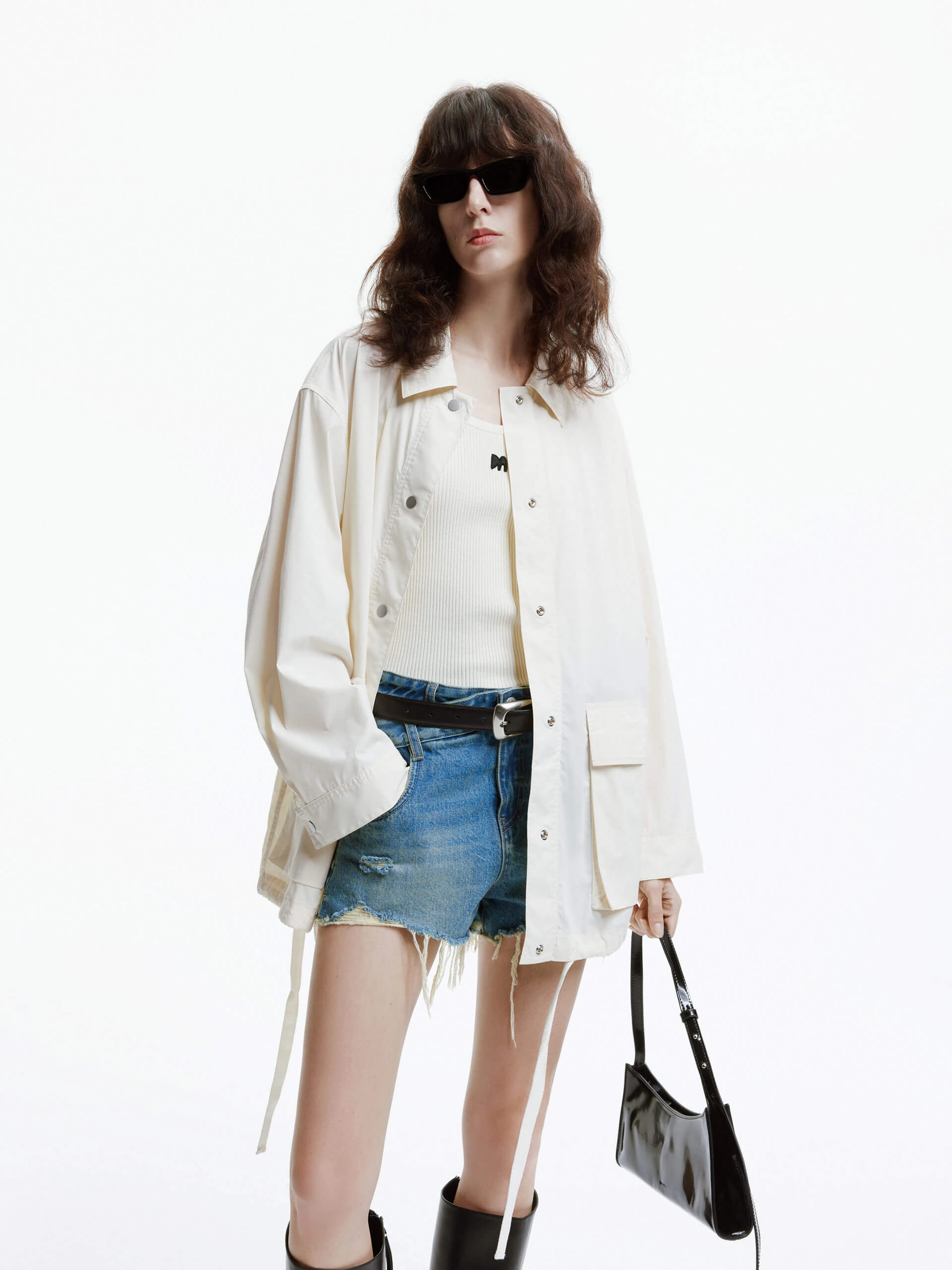 Enhanced Edge Binding PerimeterStructuralBoning Loose Snap Button Jacket