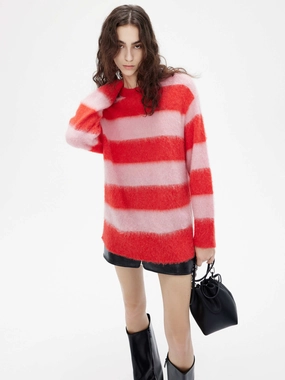 Stretch Technology Loose Striped Knit Sweater