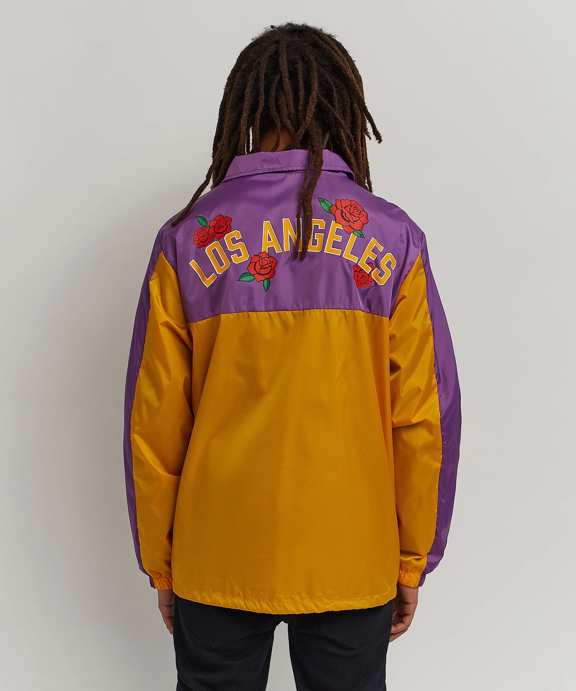 Eco Conscious Dye Process Waterproof Stitch Details Los Angeles Coaches Jacket - Yellow