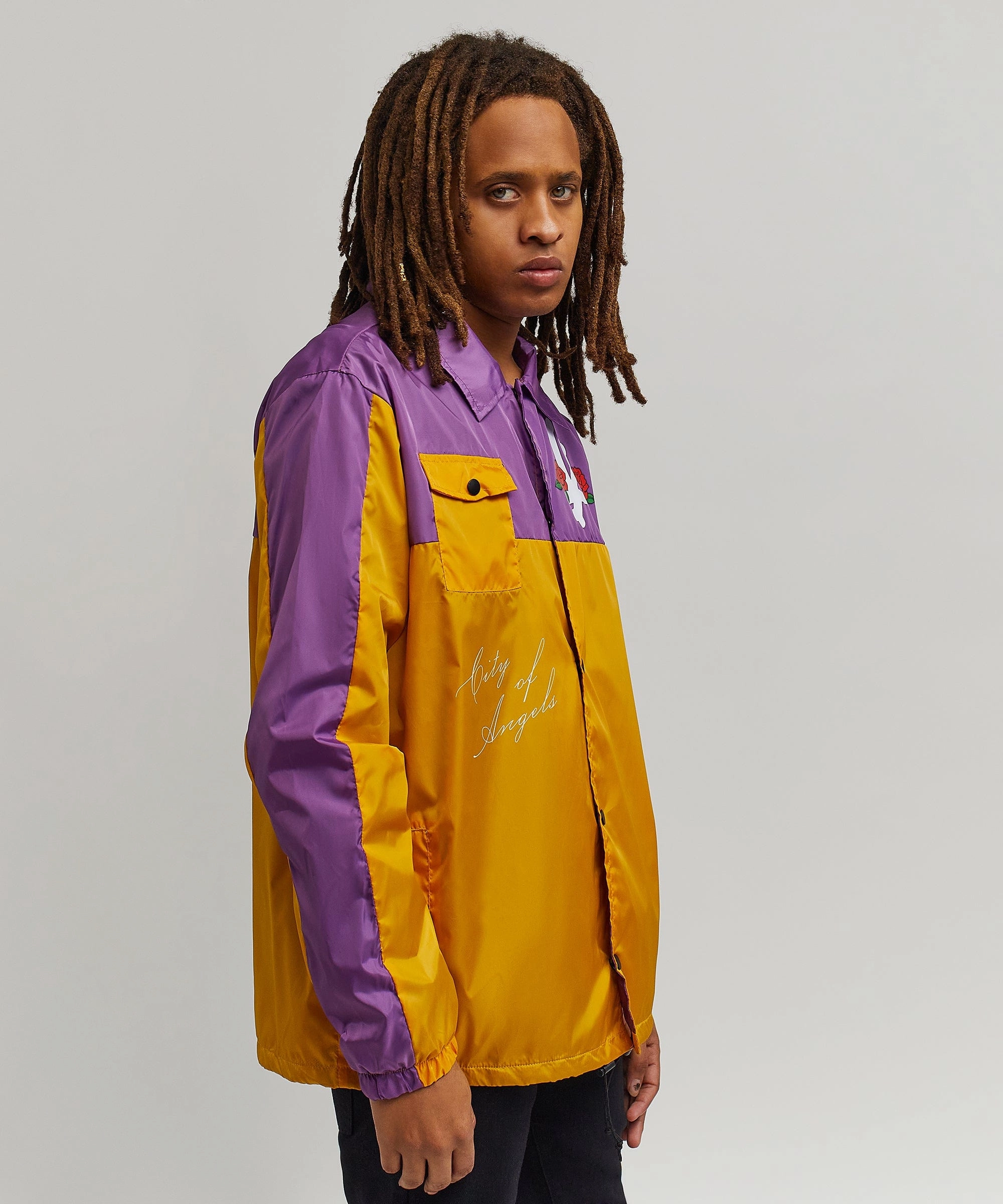Light Reflective Zippers Los Angeles Coaches Jacket - Yellow