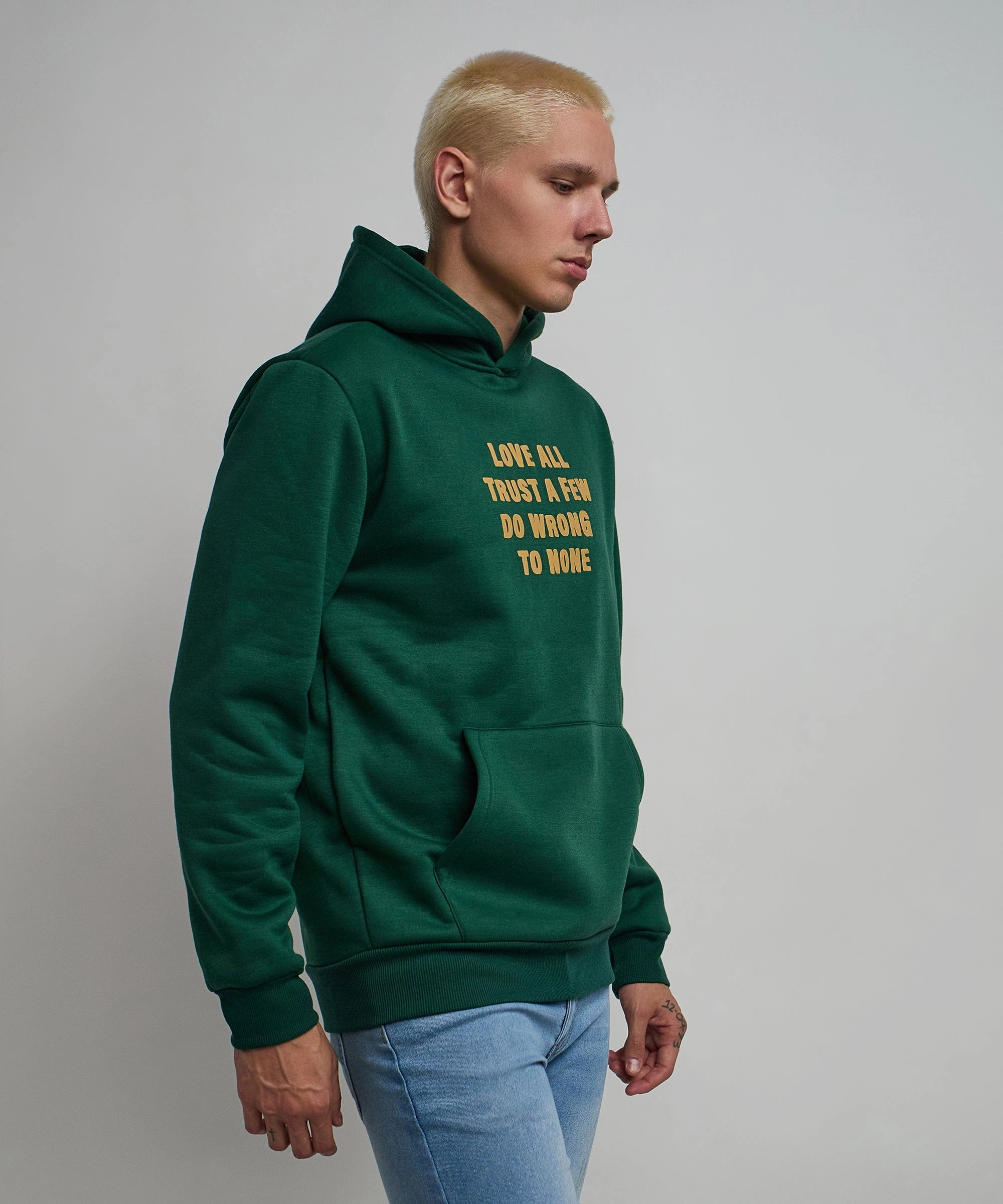 Love All Hoodie - Olive Green Erasable Surface Coating Sweat Absorbing Lining