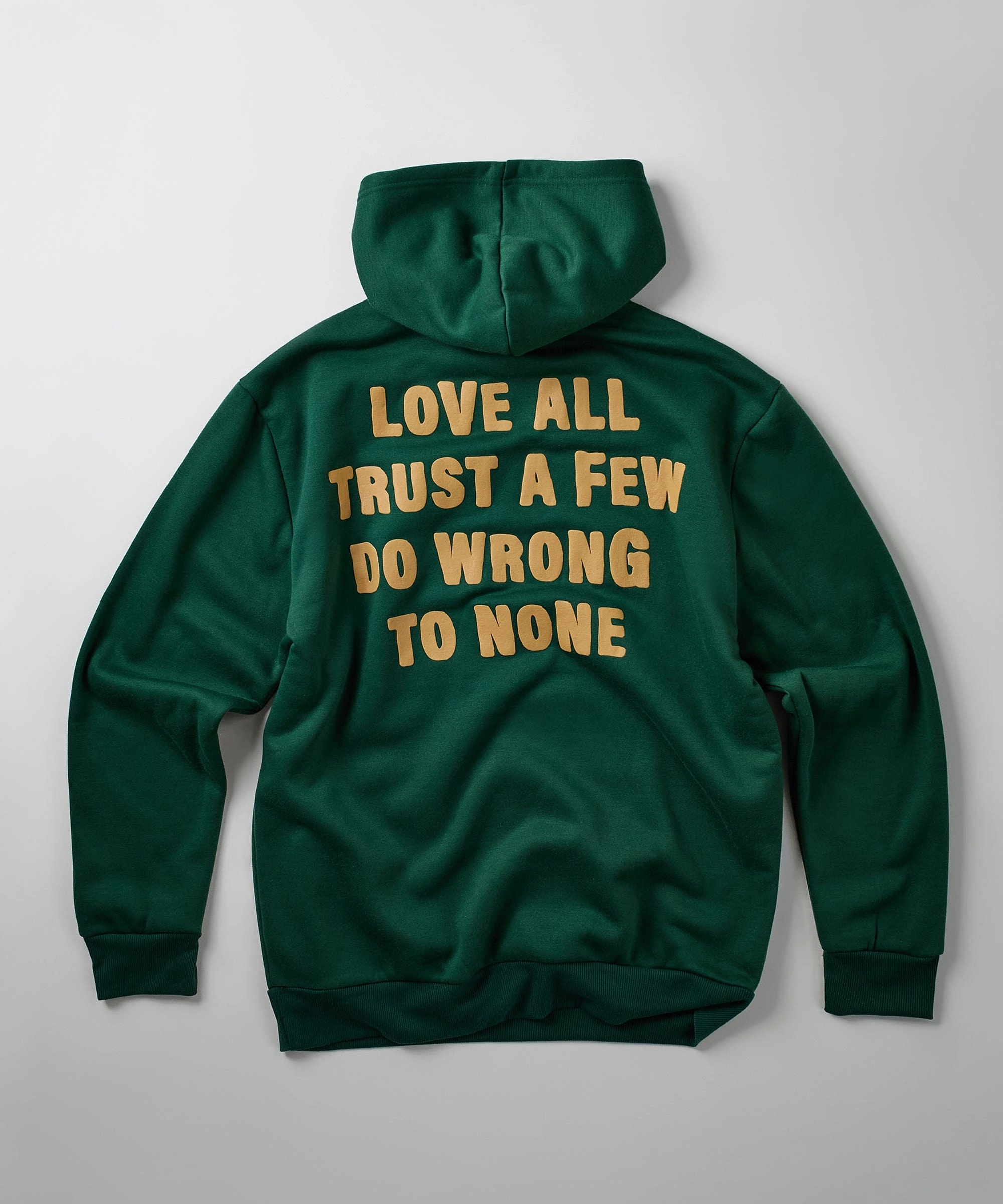 RibbedTexture Love All Hoodie - Olive Green