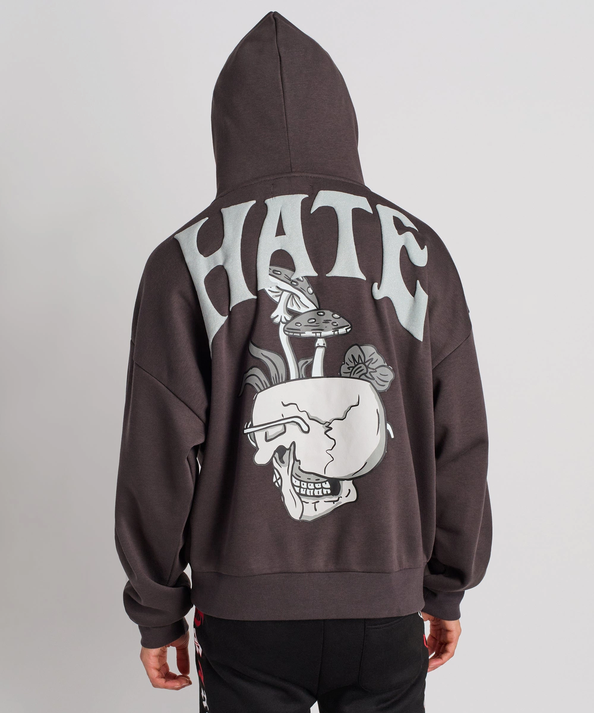 ReinforcedEdges Love Hate Puff Print Hoodie - Grey