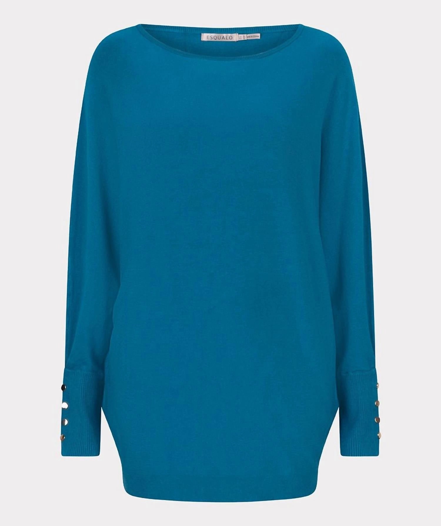 Women's Basic Sweater In Petrol Multi Panel Construction