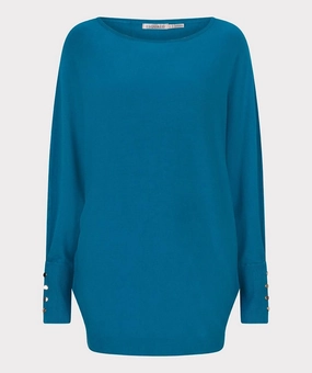 Women's Basic Sweater In Petrol Multi Panel Construction