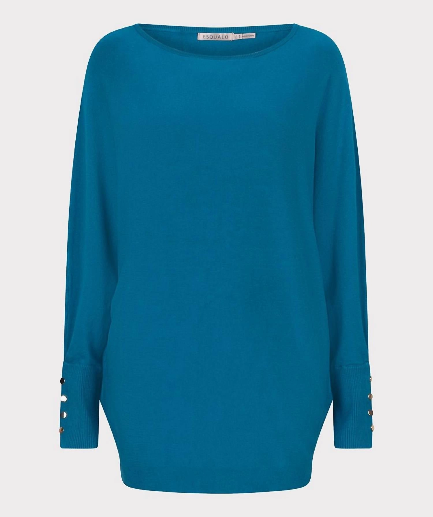 Stylish Wear Casual Chic Knit Women's Basic Sweater In Petrol