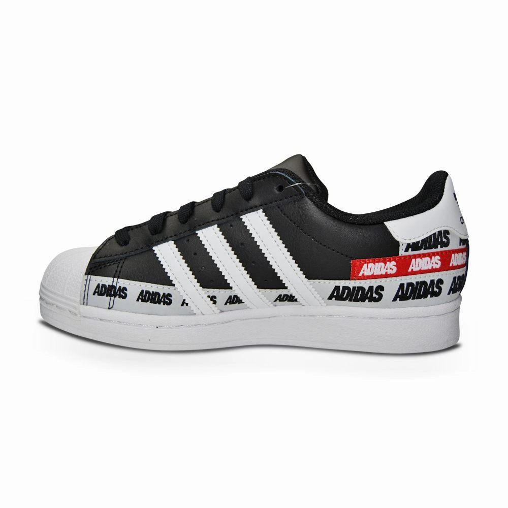 Juniors Adidas Superstar J - FX5872 - Black Superstar Taping Enhanced Traction Subtle Detail
