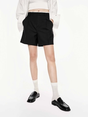 Water Repellent Logo Waistband Wool Shorts