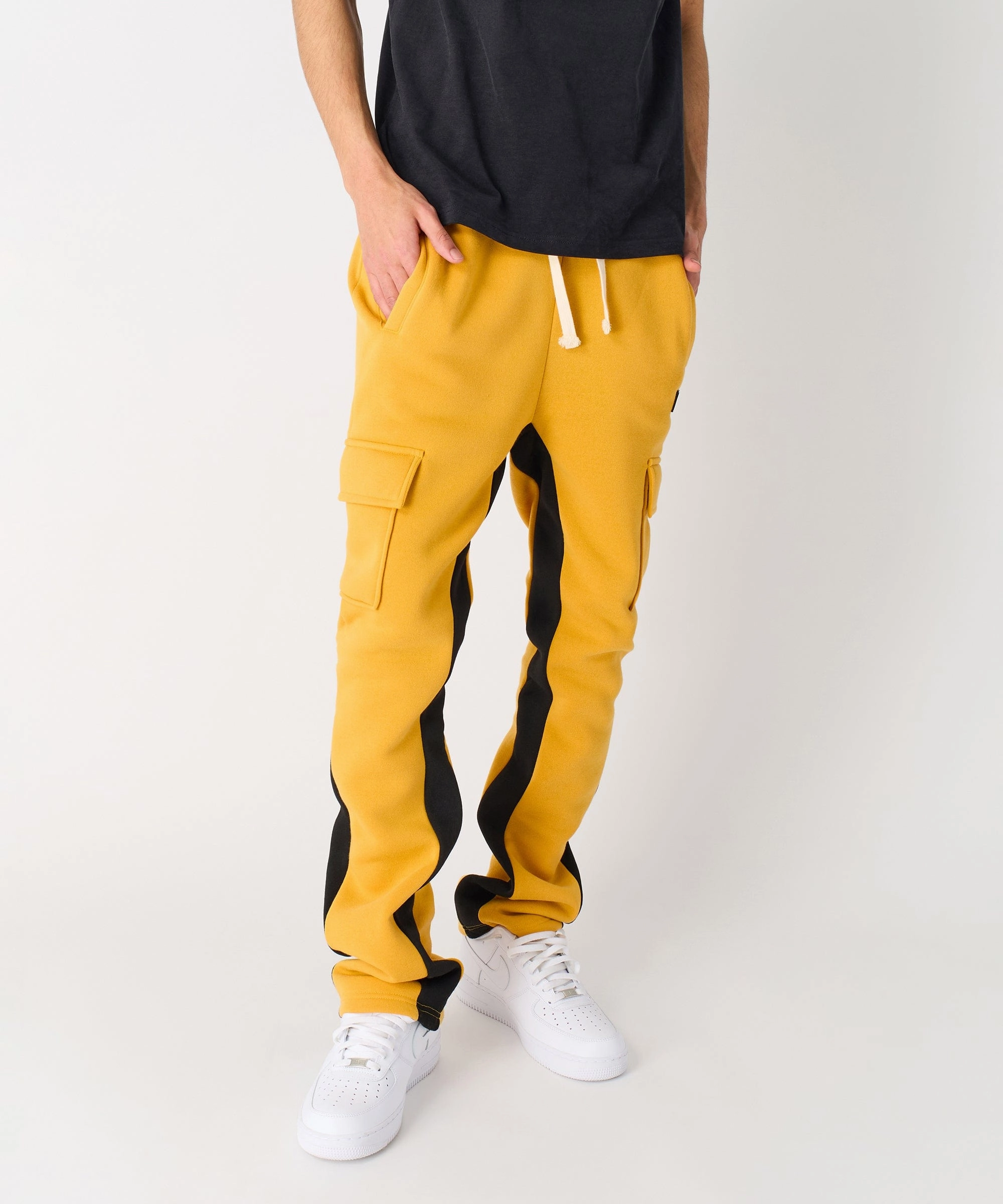 No Wrinkle Comfortable Fabric Flare Stacked Fleece Sweatpants - Timber