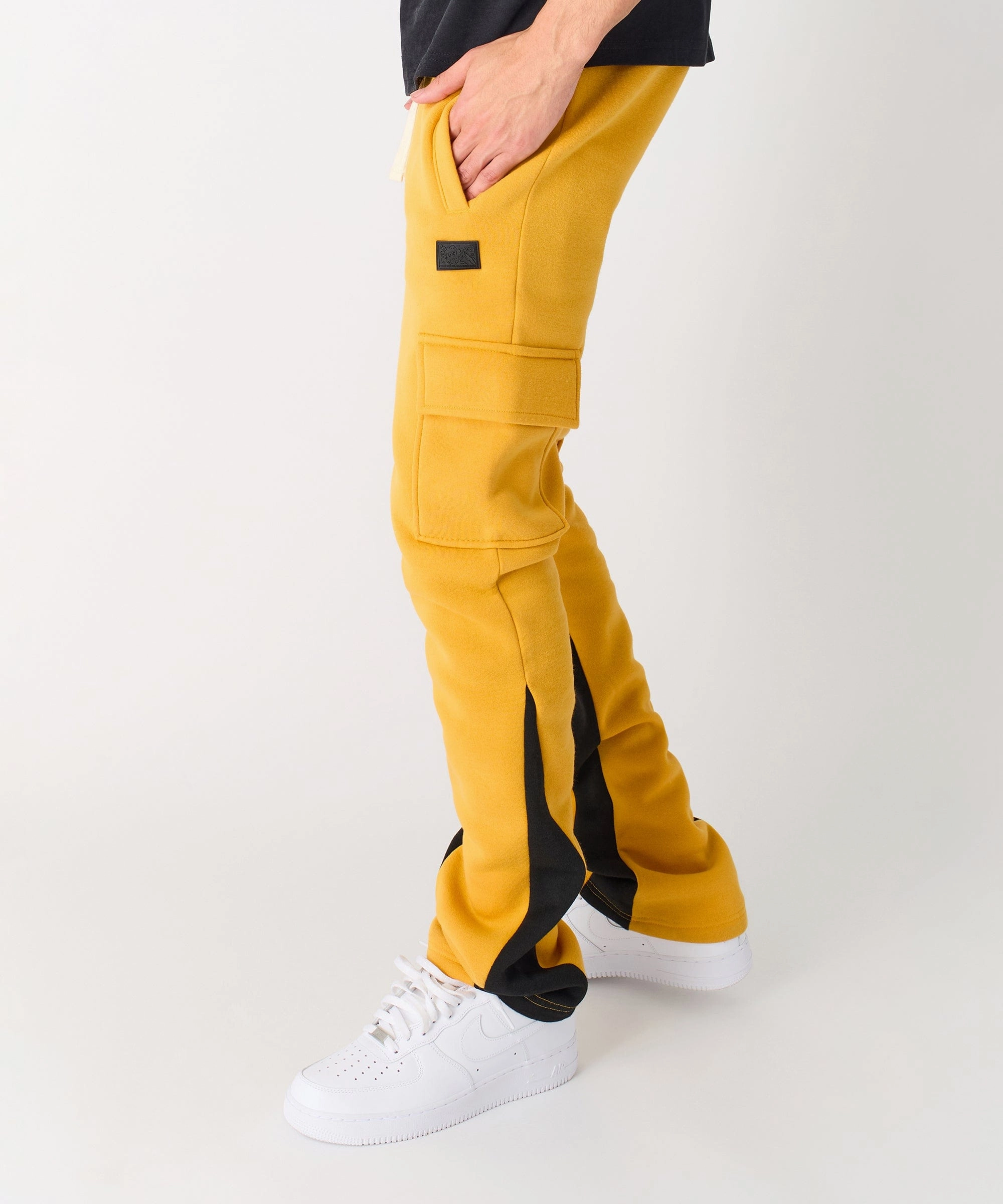 Flare Stacked Fleece Sweatpants - Timber Cozy Stretch Fit Gusseted Crotch