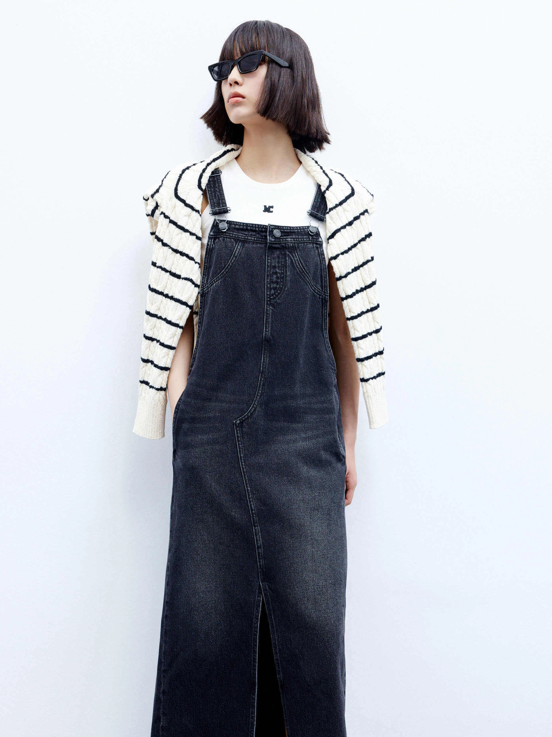 Slit Details Denim Dress Timeless Piece Body Ease