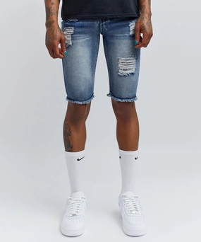 TwoToneEffect Tagless Comfort Collar Antique Cutoff Denim Shorts