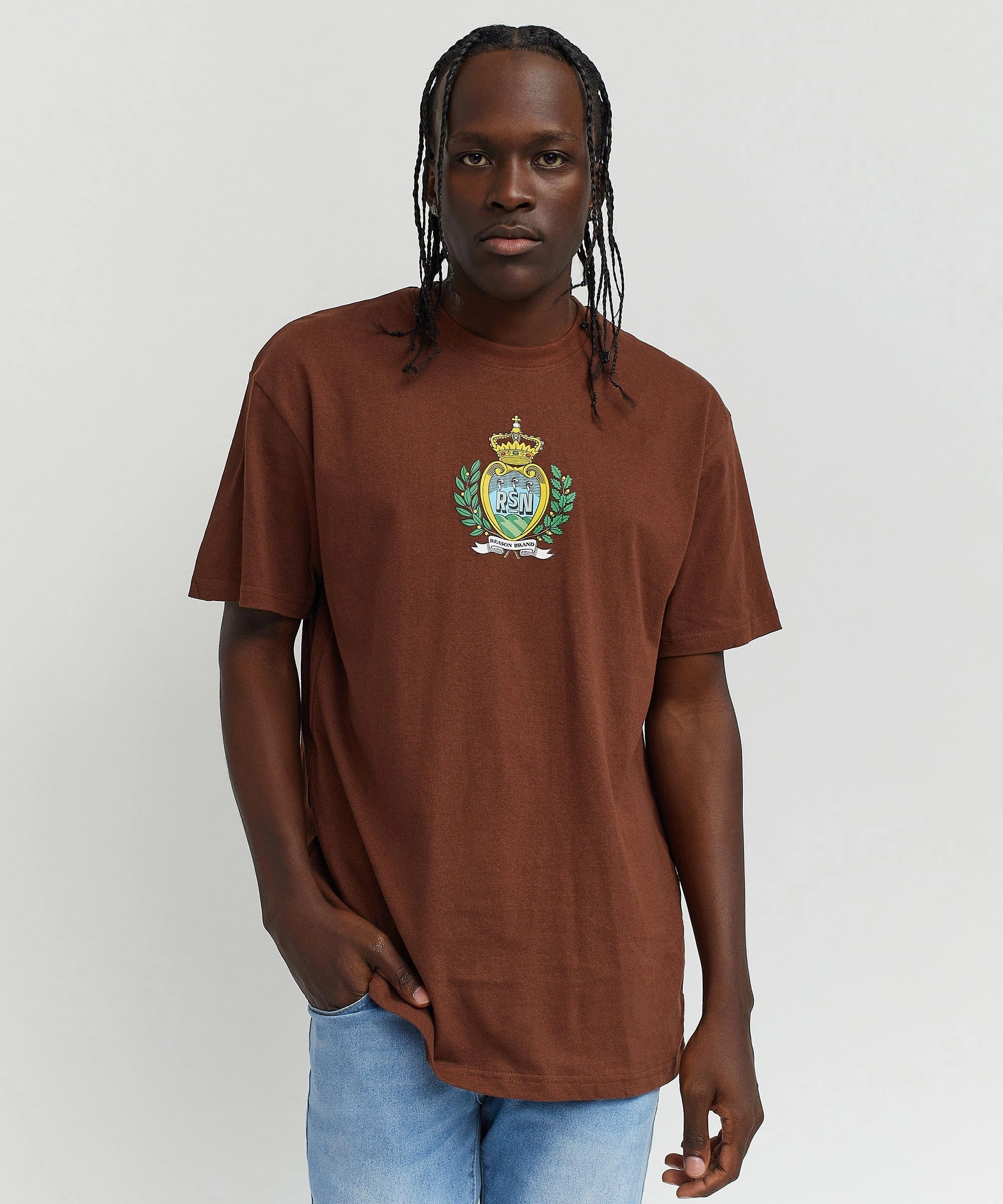 Reason Regal Short Sleeve Tee - Brown Fade Resistant Finish LayeredNeckline