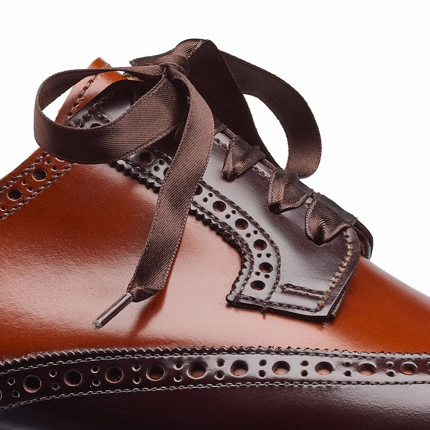 Classic Shoes Polished Finish Luna Dark Brown & Tan Cavalry Calf