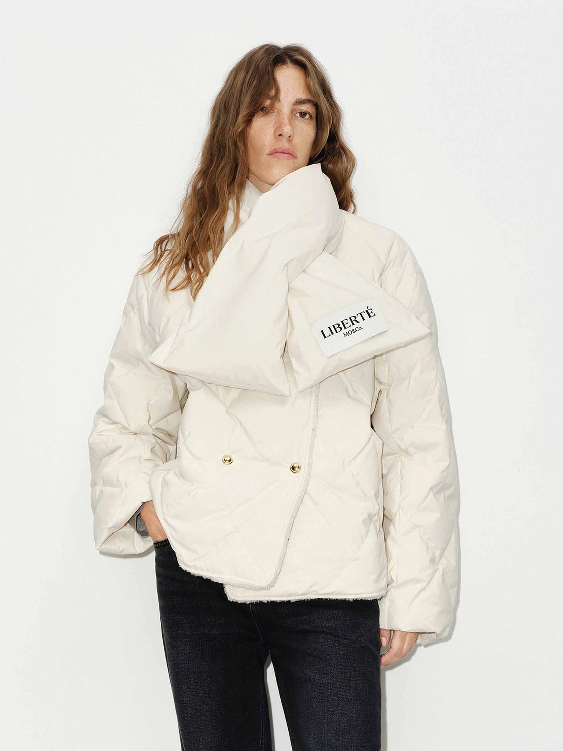 Insulated Core Technology Top Guard Geometric Quilted Scarf Jacket
