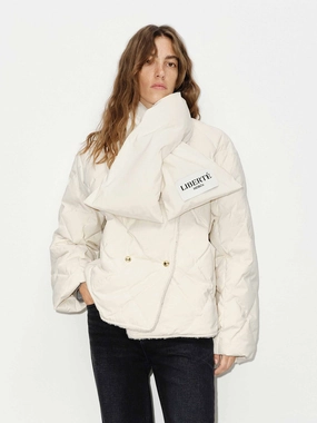 Geometric Quilted Scarf Jacket Non Restrictive Movement