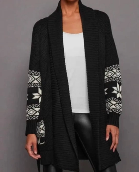 Dynamic Ventilation Panels Warm Outfit Shiloh Southwestern Cardigan In Black Multi