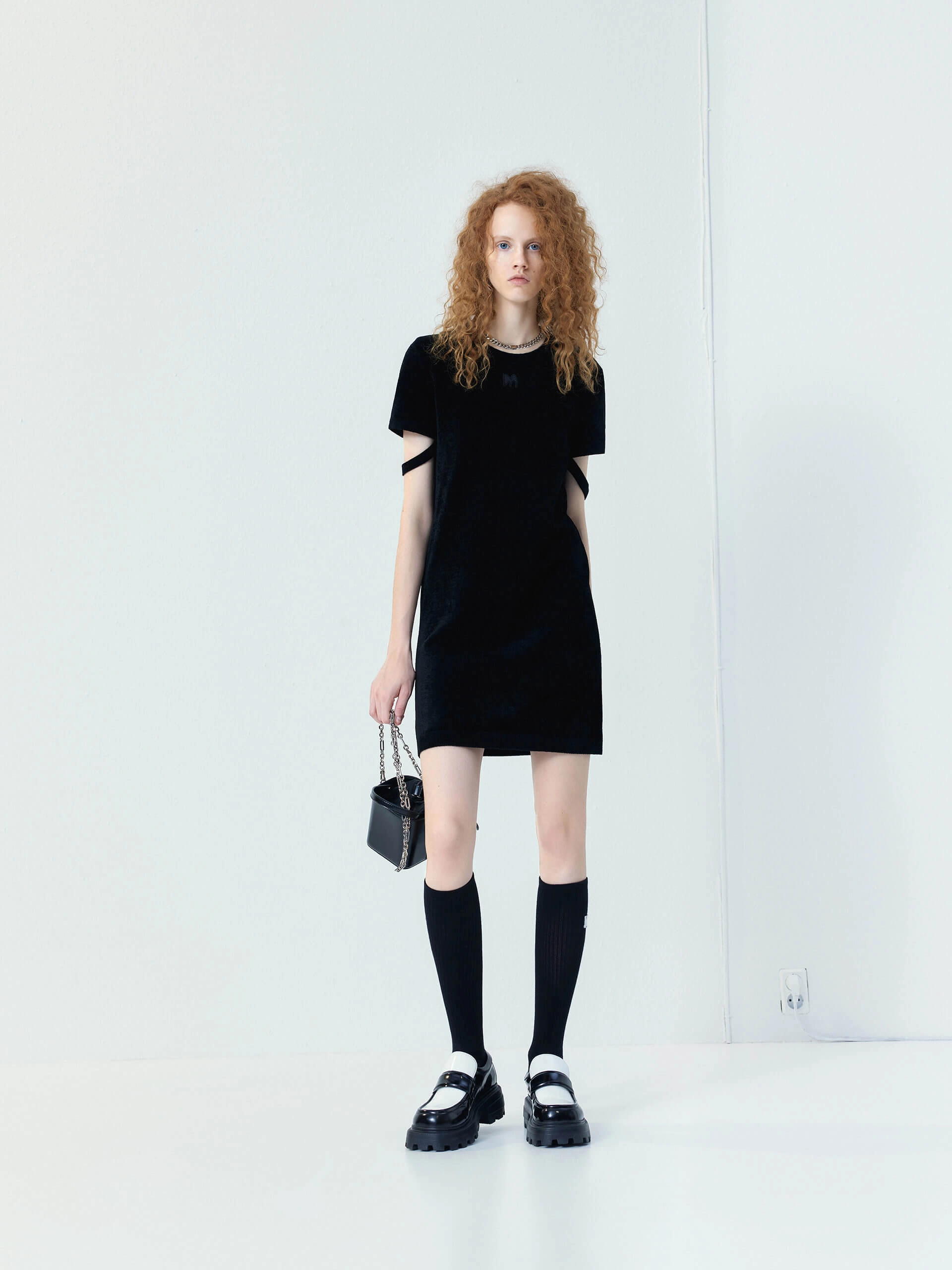 Cutout Sleeve T-Shirt Dress Night Style Light Bow