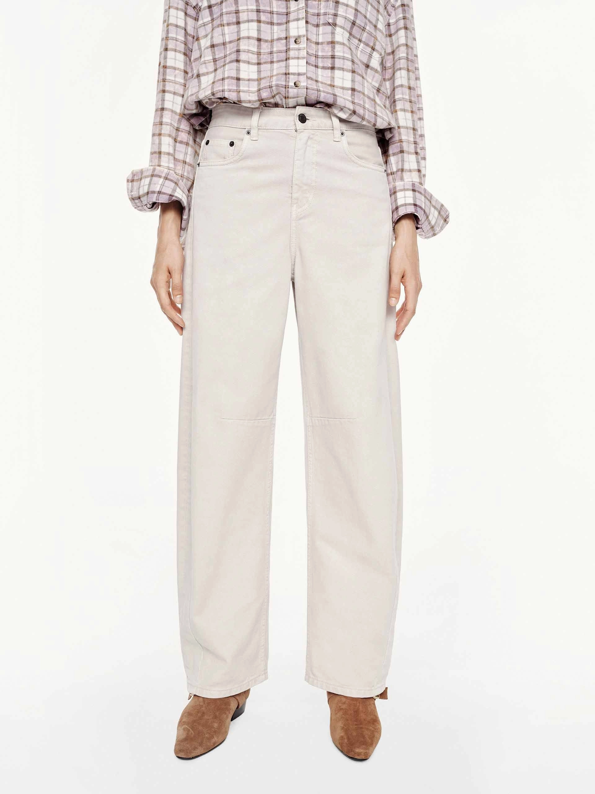 Barrel Leg White Jeans Quick Match