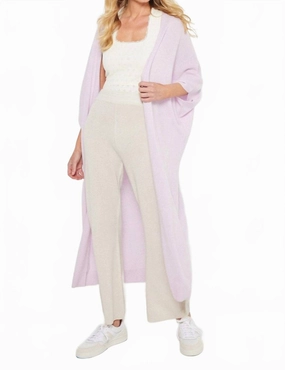 Uptown Duster Cardigan In Iced Lilac Reinforced Shoulder Design Long Lasting Elasticity