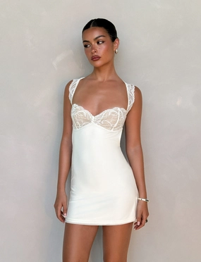 Odor-Control Mid Fit NYOMI MINI DRESS - WHITE : CREAM