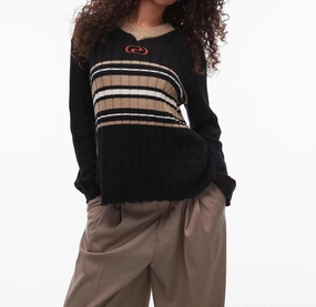 Collin Knit Sweater In Black Static Reducing Finish
