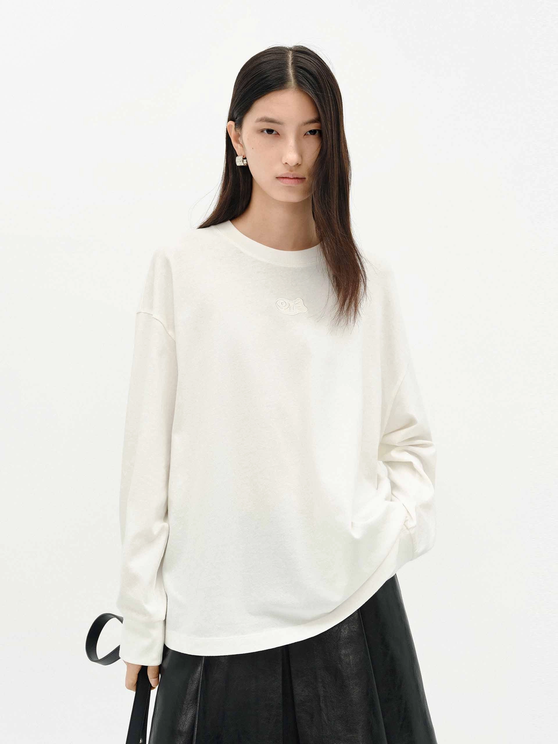 Front Embroidery Loose T-shirts Bright Color