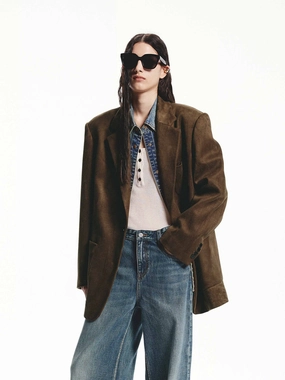 Non Irritating Edging Comfy Layers Oversized Suede Blazer