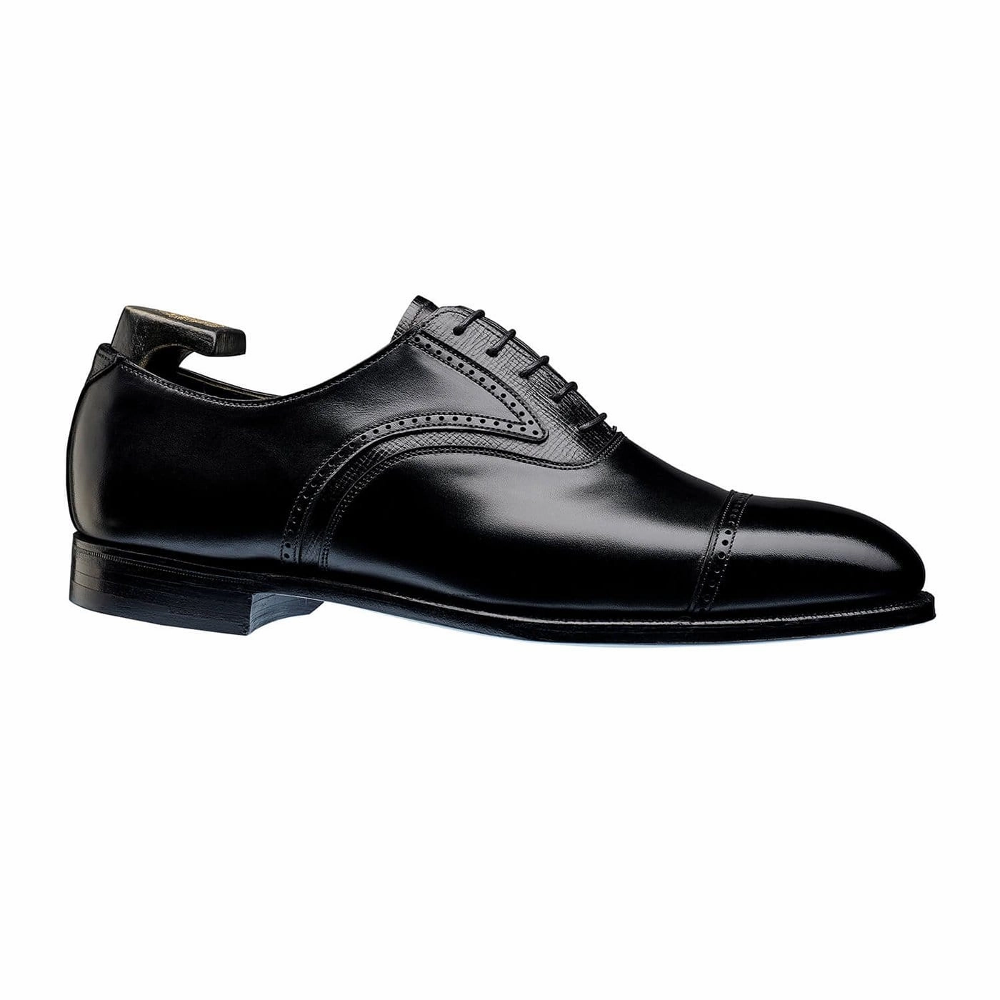 Gentle Style Oxfords Stylish Leather Shoes Perry Black Calf & Black Willow Grain