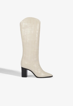 Multi Season Versatility Maryana Block Crocodile-Embossed Leather Boot