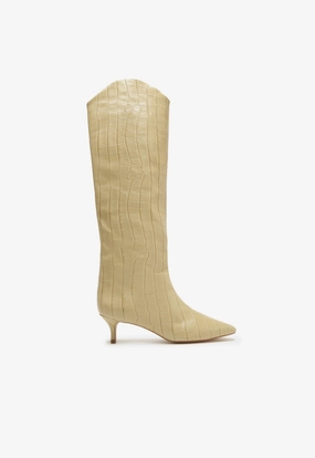 Wind Shield Maryana Lo Crocodile-Embossed Leather Boot