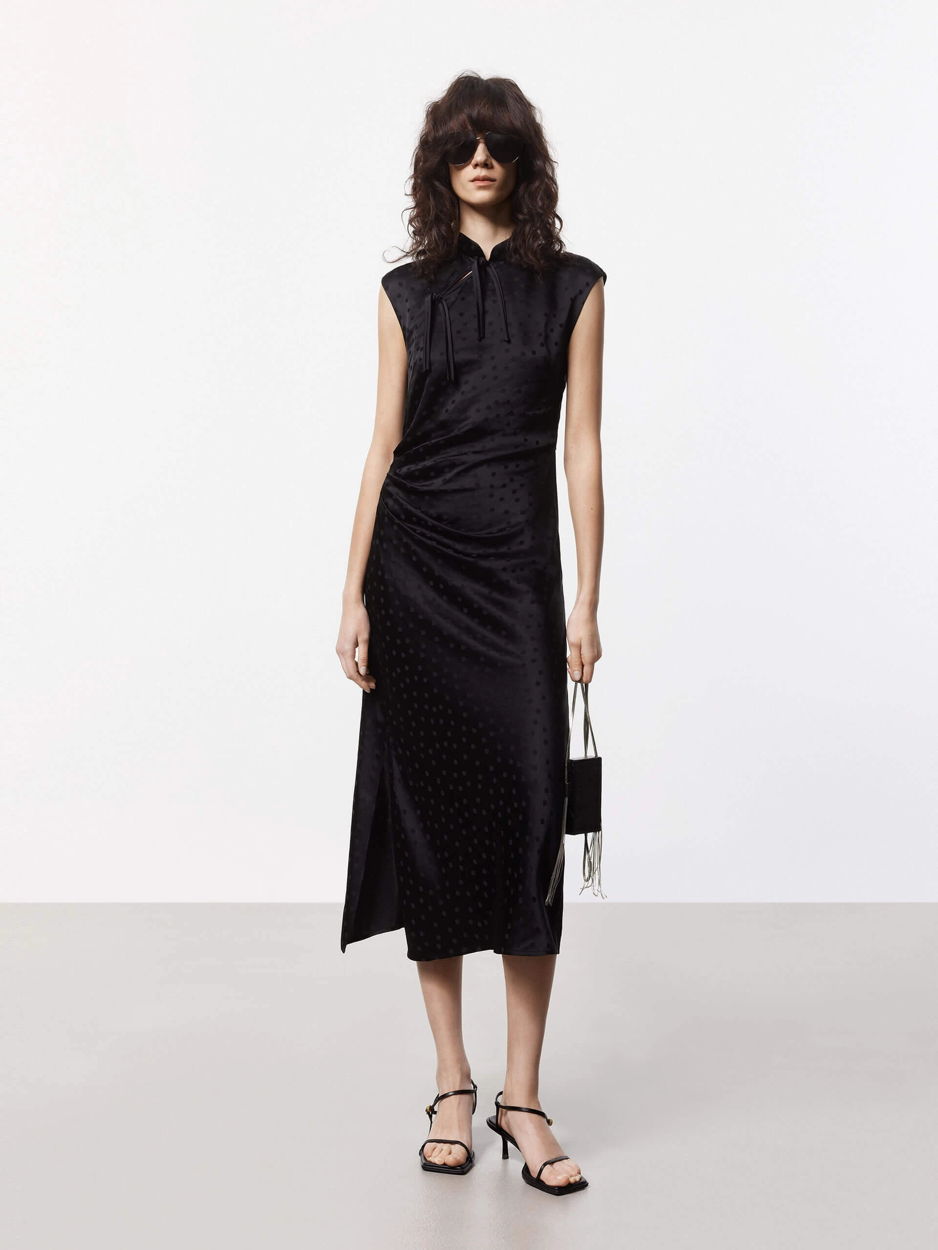Silk Blend Pleated Dress tailored look