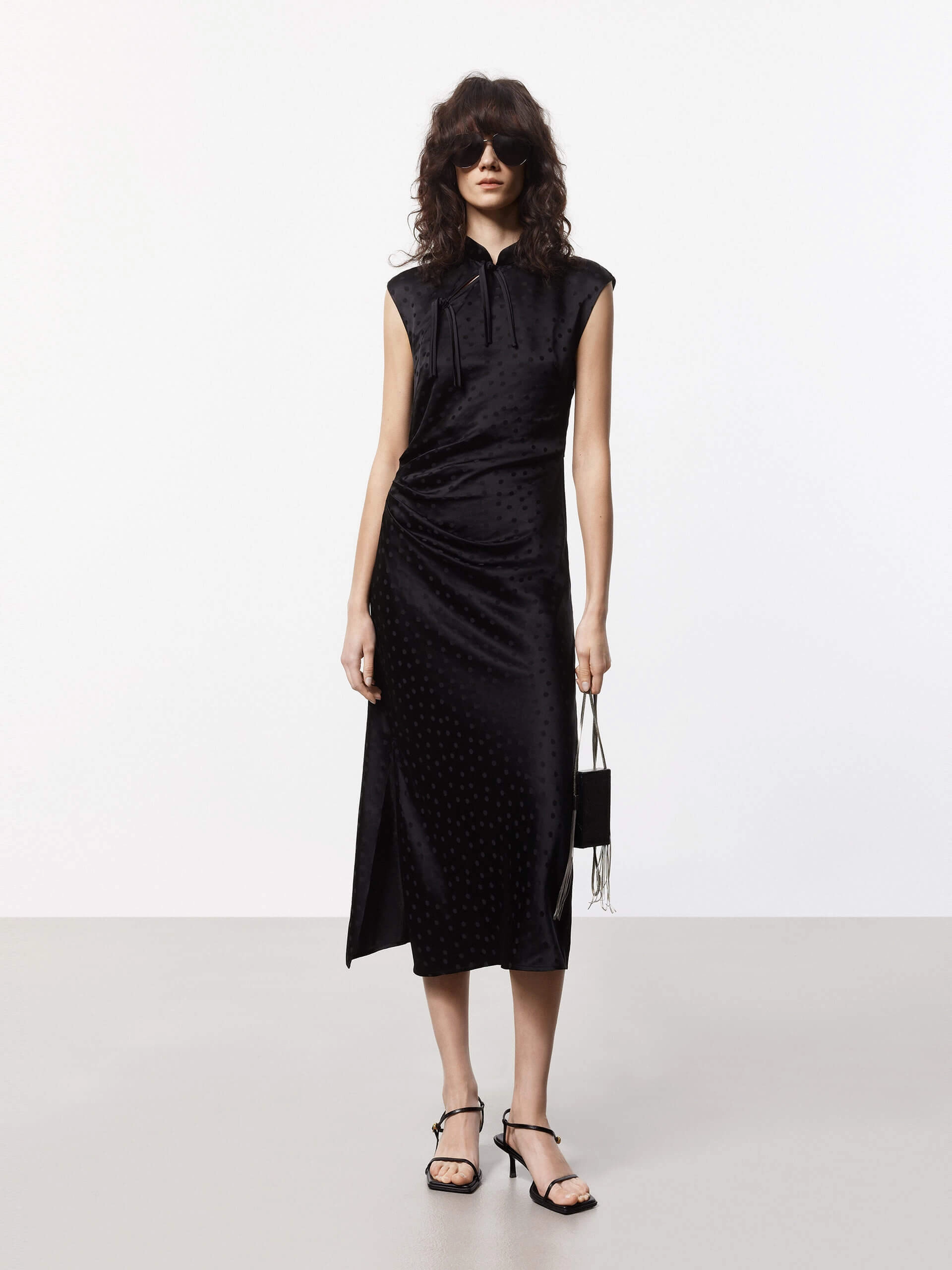 Silk Blend Pleated Dress Edge Shape Date Vibe