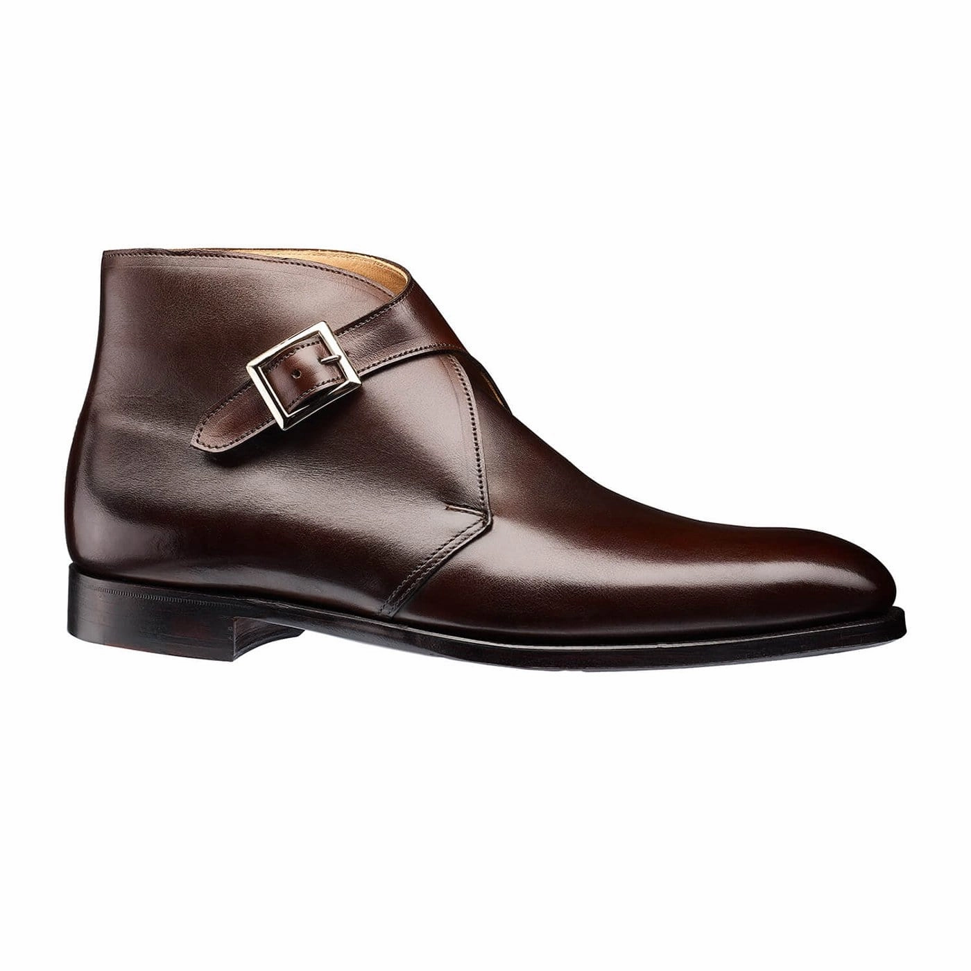Grosvenor Dark Brown Antique Calf Low Profile Night Travel Bold Heel