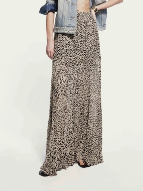 Machine washable Sport Layer Maxi Leopard Print Skirt