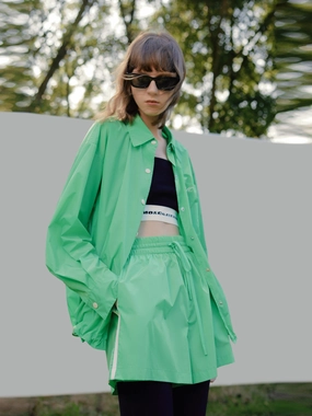 MC Logo Shirt Jacket Recycled Material Mid Length Cut