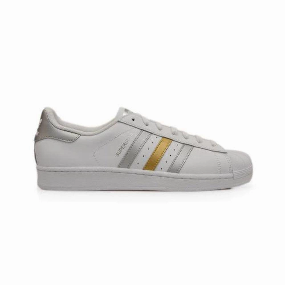 Zero drop Mens Adidas Superstar - BB4 882 - White Gold Silver Trainers