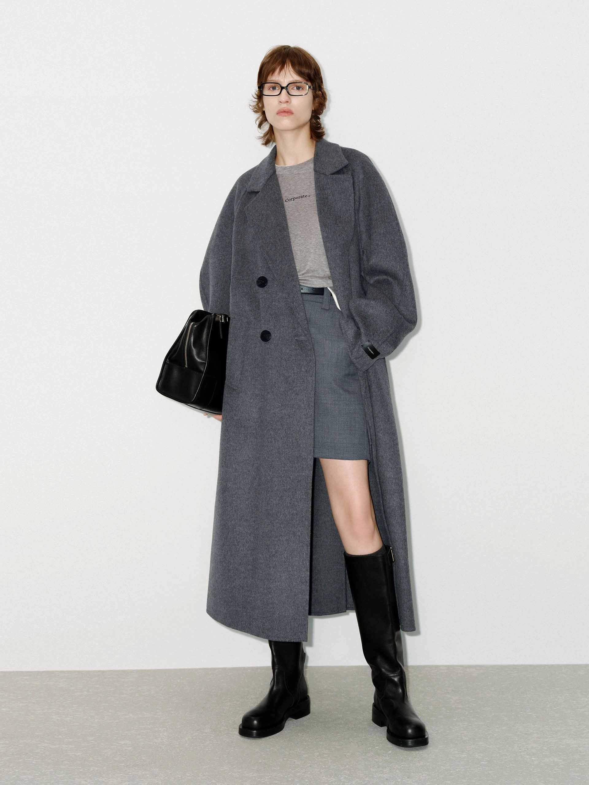 Merino Wool Long Coat Durable Design