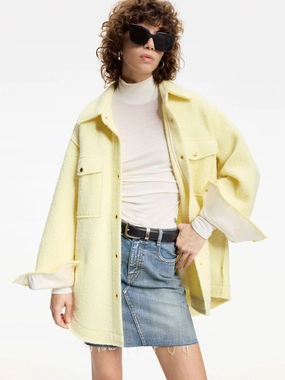 Merino Wool Loose Jacket Anti Pill Technology Enhanced Edge Binding