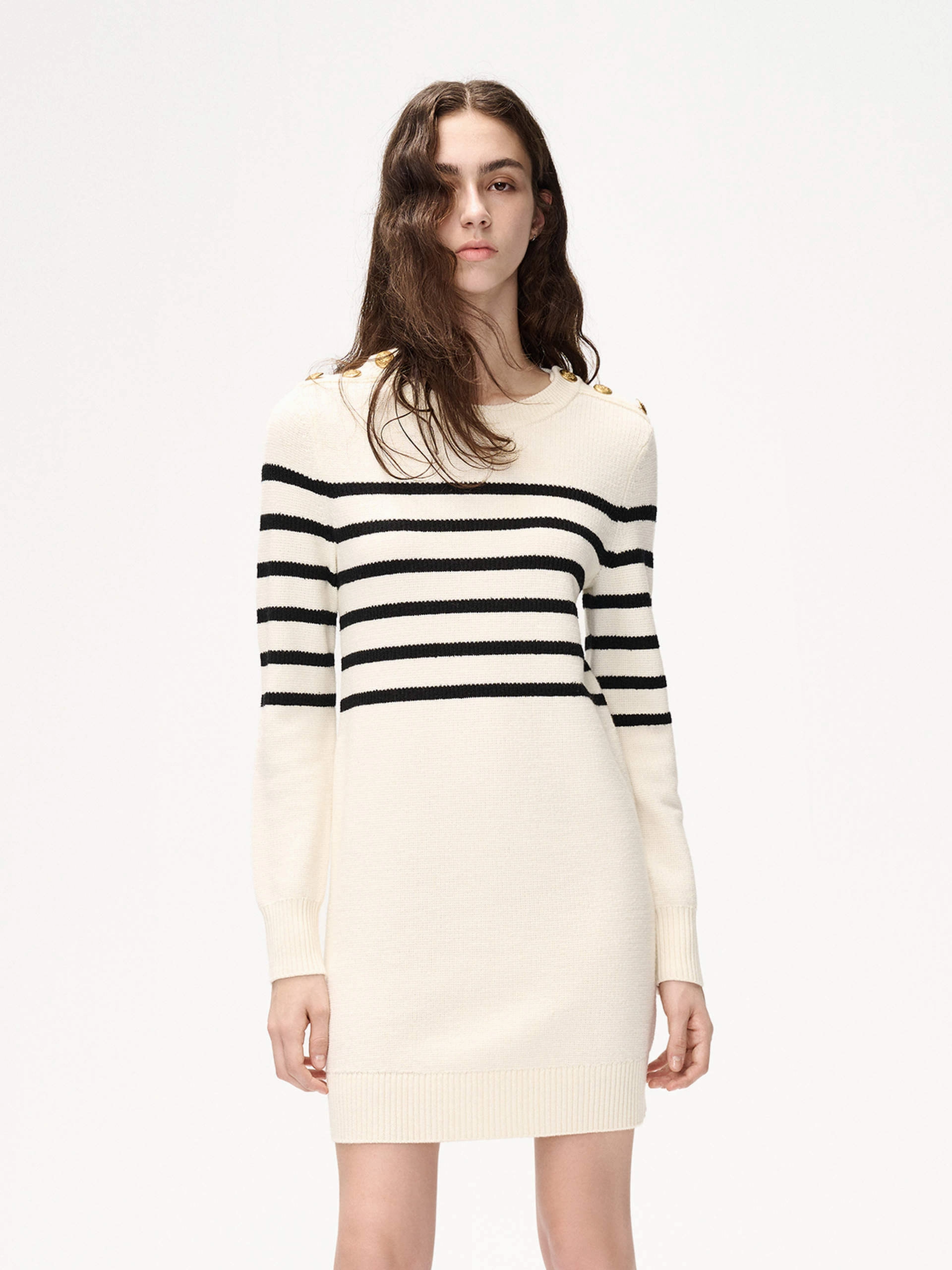 Merino Wool Stripes Dress Relax Style