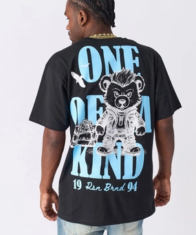 Circular Knit Technique Built Different Rhinestone Short Sleeve Tee - Black