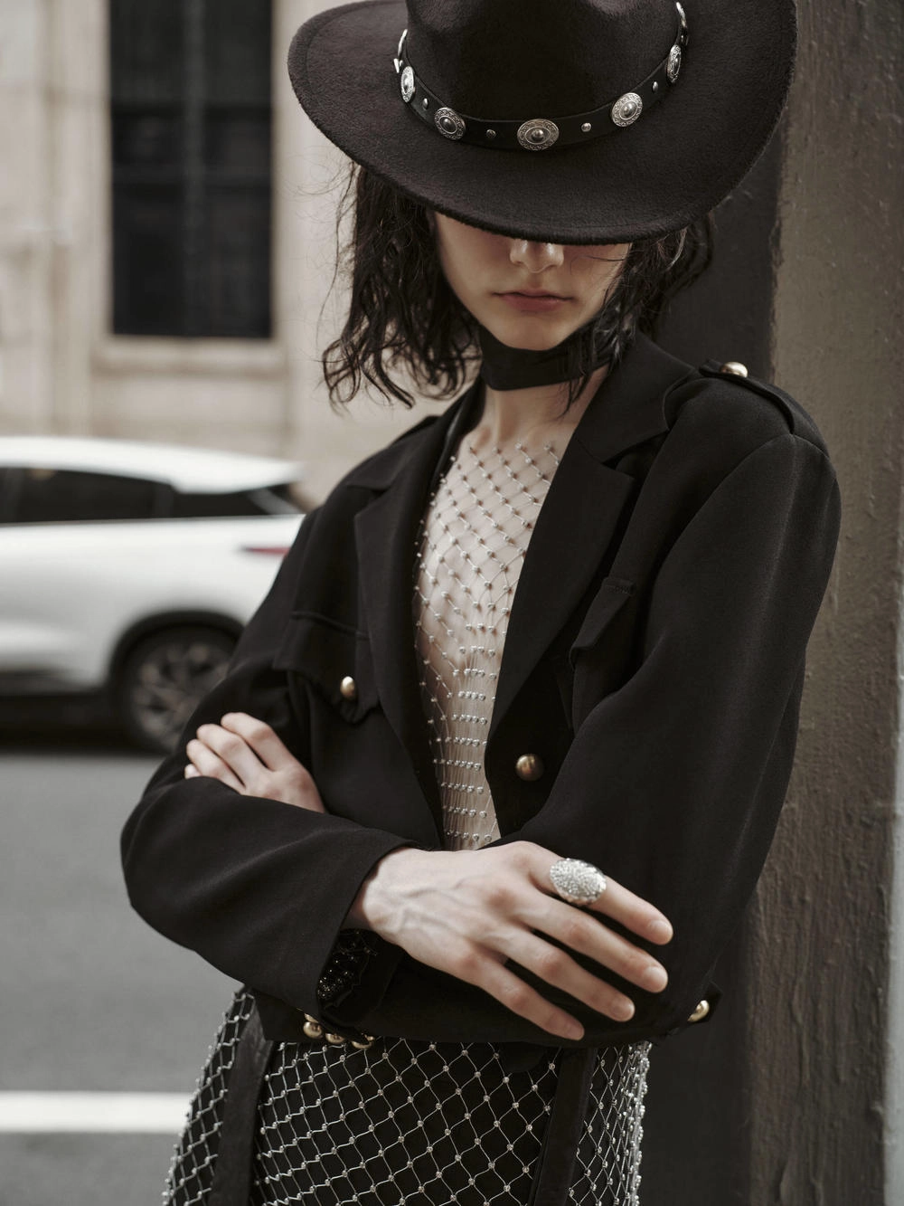 Metal Button Cropped Jacket Compression Layer Rainy Day Option