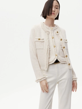 Sweat Absorbent Inner Layer Soft Knit Metallic Sequins Knit Cardigan