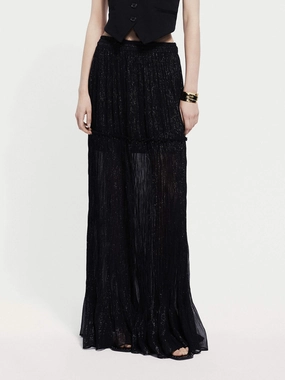 FadeResistantTreatment Metallic Textured Maxi Skirt