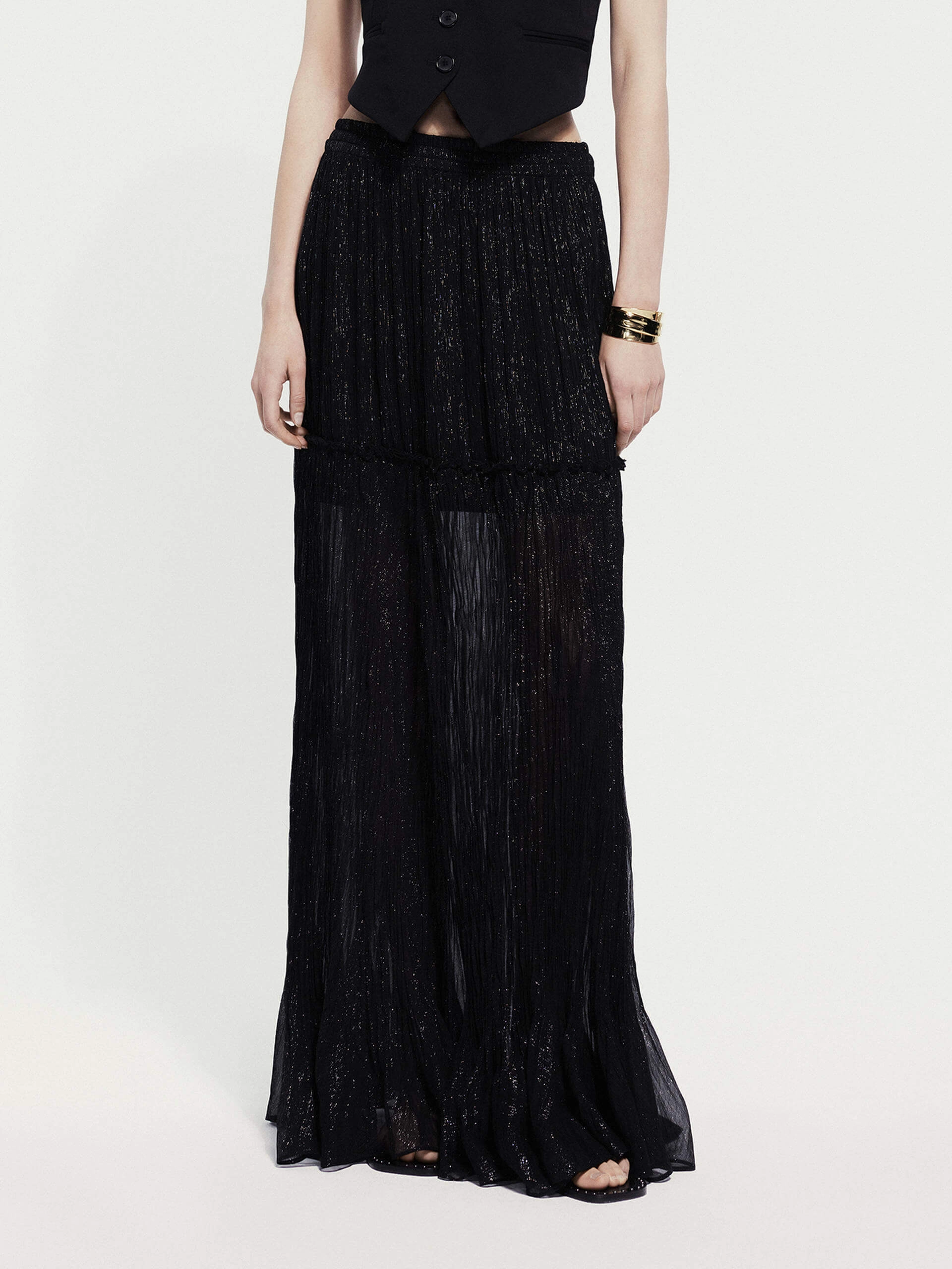 Active Design Metallic Textured Maxi Skirt